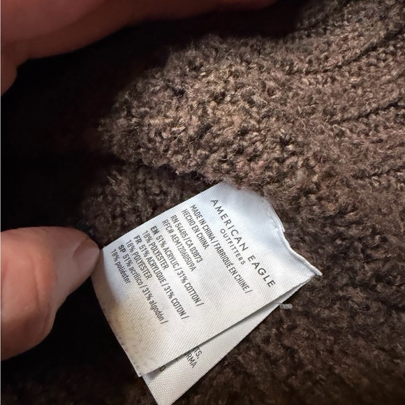 🤎 American Eagle Y2K Cable Knit Cropped Cardigan Brown Size Small 🤎 - Picture 6 of 6